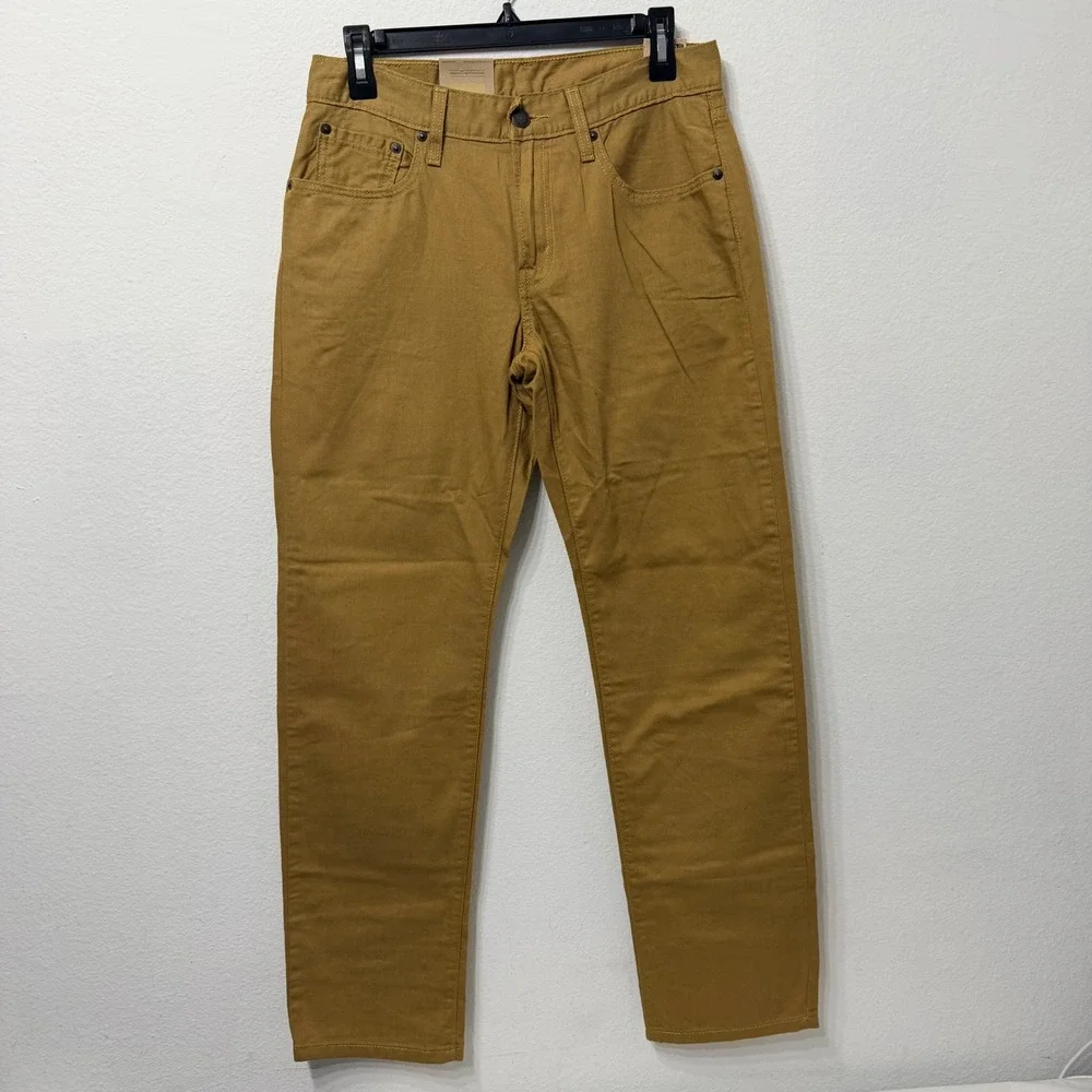 Levis 505 Regular Fit Straight Leg Pants Mustard Yellow Ochre 27x30 Mens